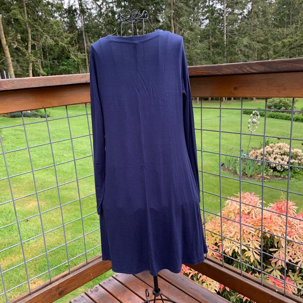 Ladies size Small Navy Blue Long Sleeve T-Shirt Dress - Picture 4 of 7